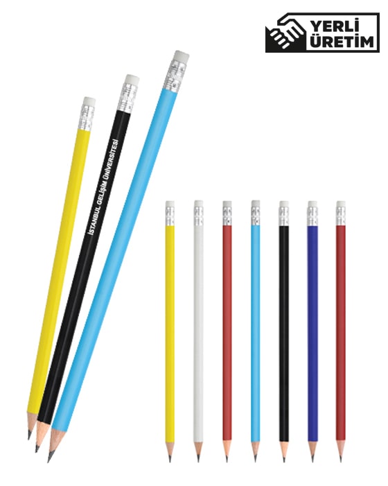 Silgili Renkli Yuvarlak Kurşun Kalem